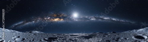 A breathtaking lunar landscape unfolds under a starry night sky. © NNT