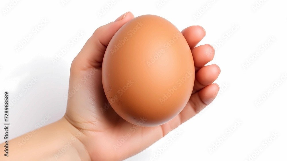 A chicken eggs in hand with white backgrounds, health care concepts. A chicken eggs in hand with white backgrounds, health care concepts.