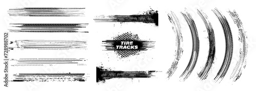 Tableau sur toile Tire tread marks, isolated wheel texture, tire marks - drift, rally, races, off-road, motocross