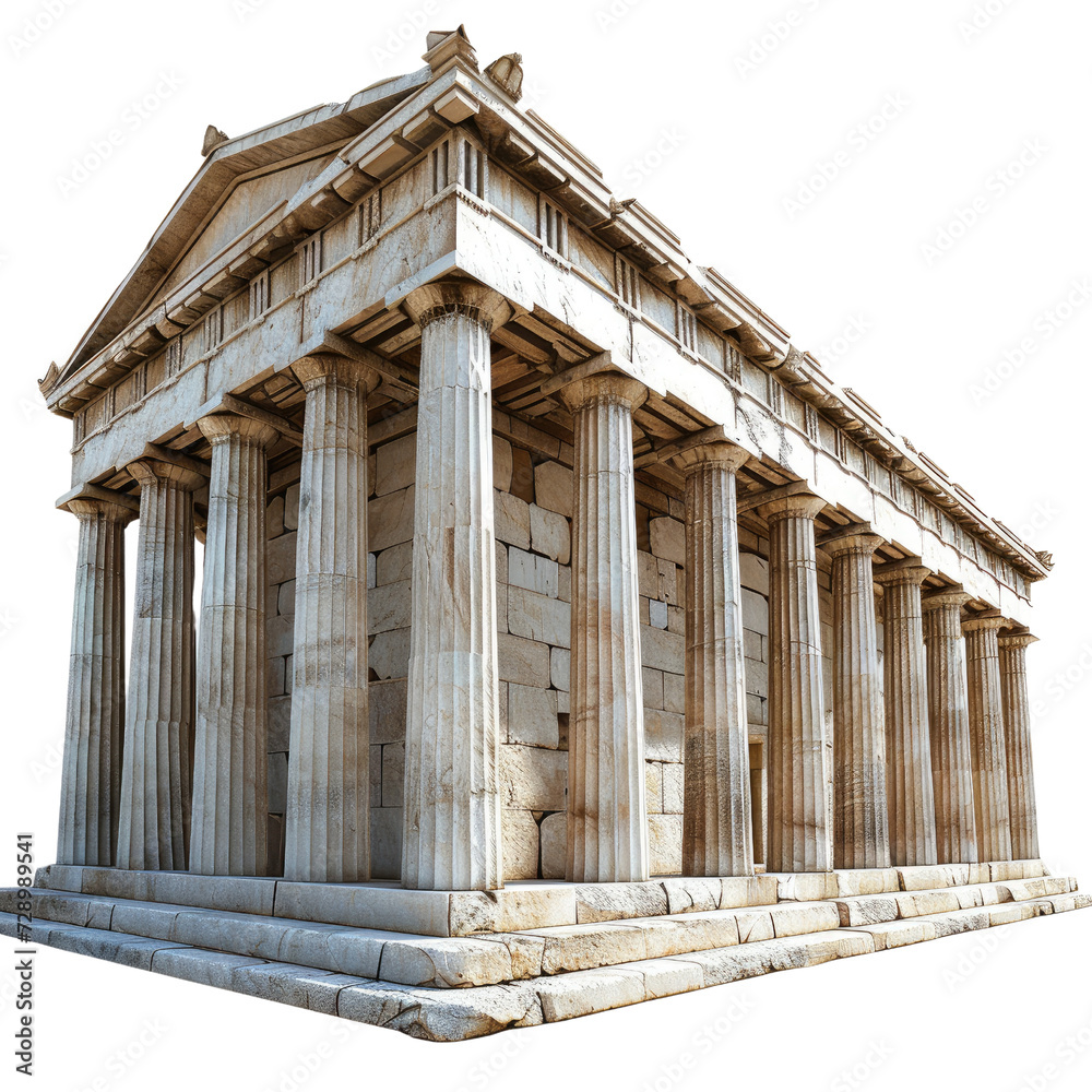 Ancient greek temple on transparent background