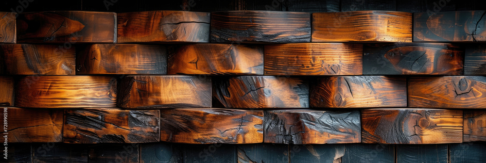 Naklejka premium Old wooden wall. Wood texture background. Hardwood, dark old wood background, brushed wood tinted with dark polish. 