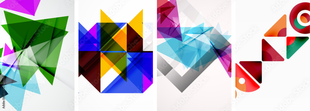 Set of colorful triangle poster cover template backgrounds. Vector illustration For Wallpaper, Banner, Background, Card, Book Illustration, landing page Set of colorful triangle poster cover template backgrounds. Vector illustration For Wallpaper, Banner, Background, Card, Book Illustration, landing page