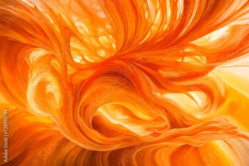 Vibrant tangerine and sun-kissed yellow liquids in an abstract dance, radiating warmth and energy