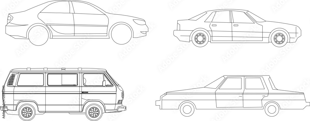 Vector sketch illustration of family transportation car design Vector sketch illustration of family transportation car design