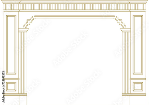 Vector sketch illustration of old vintage greek roman classic entrance gate design