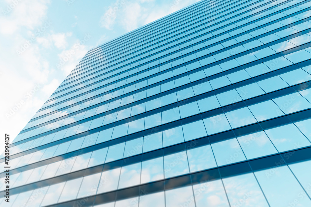 High-rise modern building made of glass against the sky. High-rise modern building made of glass against the sky.