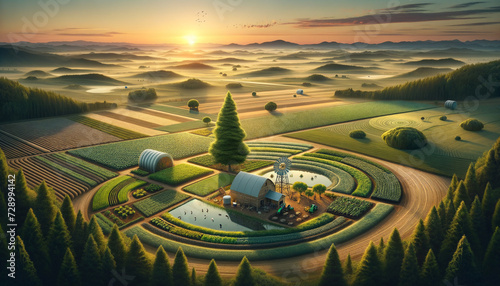 Sustainable farming oasis: Harmony with nature and innovative practices.
