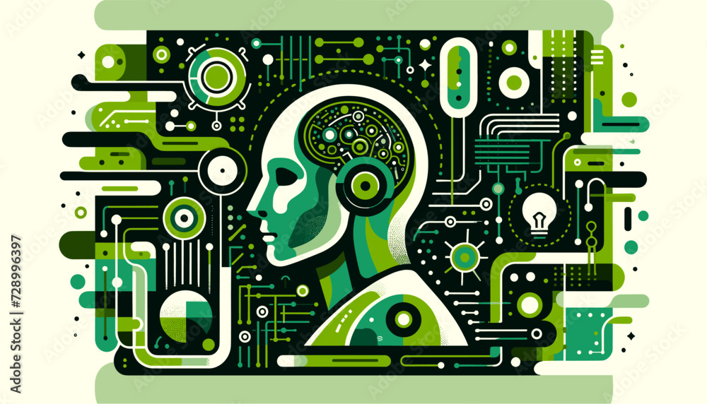 Obraz premium Concept flat vector illustration of artificial intelligence.