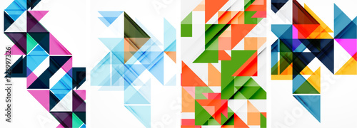 Set of abstract random triangle composition backgrounds. Vector illustration for for wallpaper, business card, cover, poster, banner, brochure, header, website