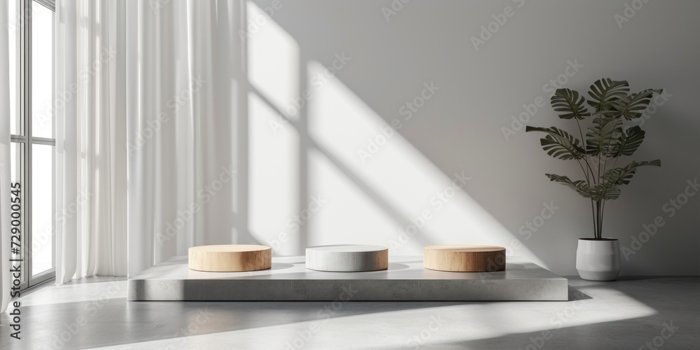 Fototapeta premium 3D three Rendered Podium Mockup, Modern Minimalist Design