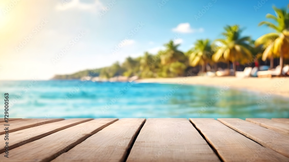 Fototapeta premium summer vacation banner concept on sea beach background with copy space.