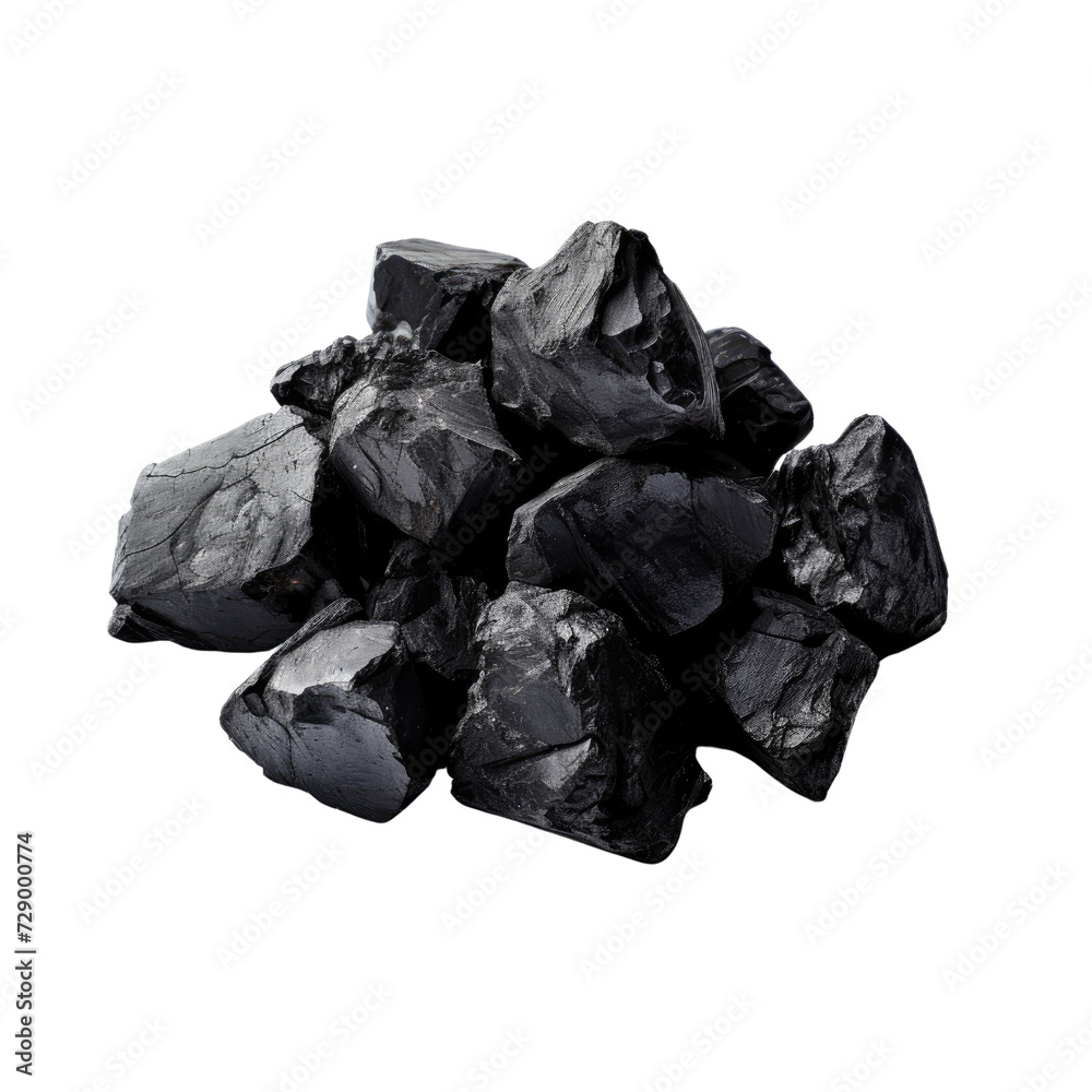 Black coal on transparent background