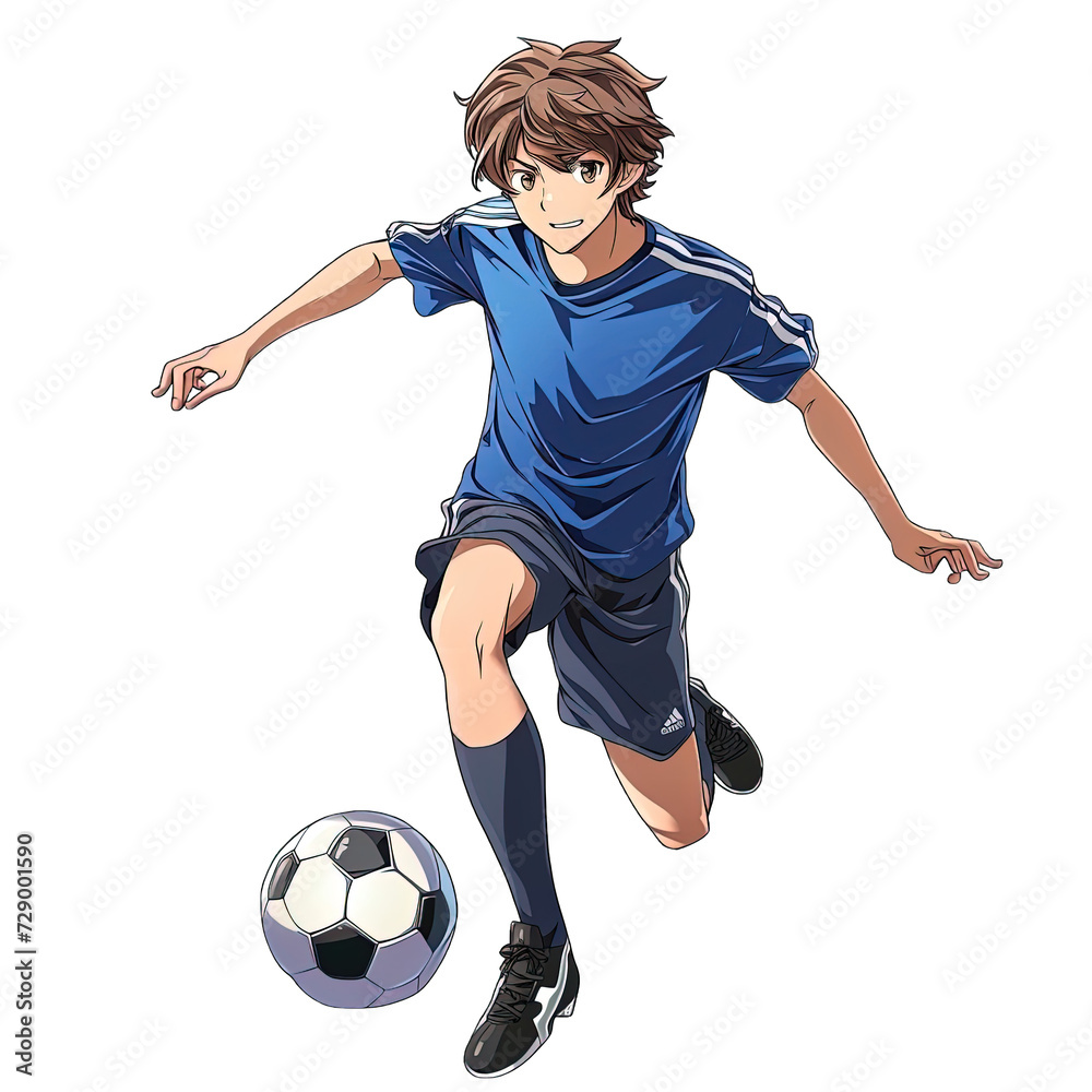 Anime Style Person Playing Soccer