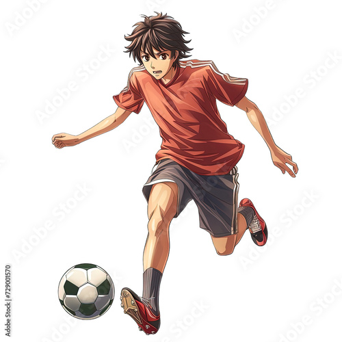 Anime Style Person Playing Soccer