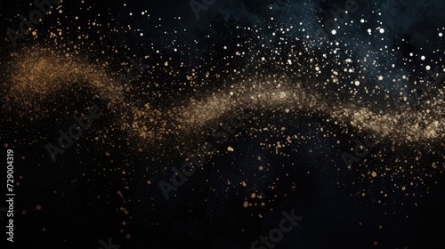 Shiny particles on a dark background. Glowing sparks, deep space texture effects. Mysterious and mystical background.