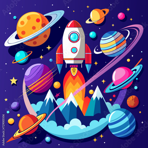 rocket missile space rocket starship space galaxy planet universe cosmos world vector future stars eternity