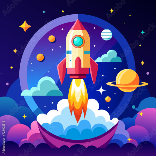 rocket missile space rocket starship space galaxy planet universe cosmos world vector future stars eternity