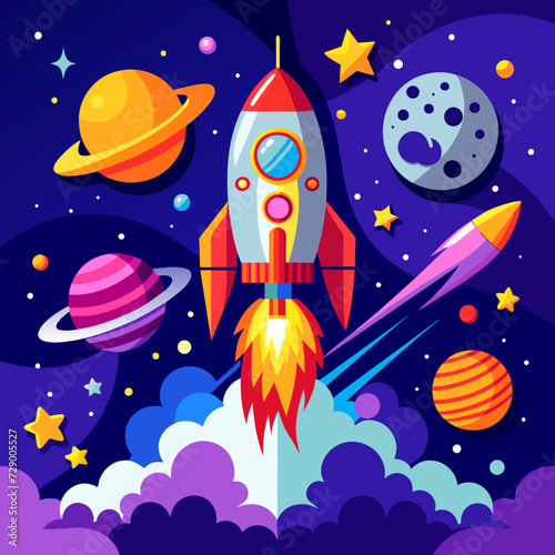 rocket missile space rocket starship space galaxy planet universe cosmos world vector future stars eternity