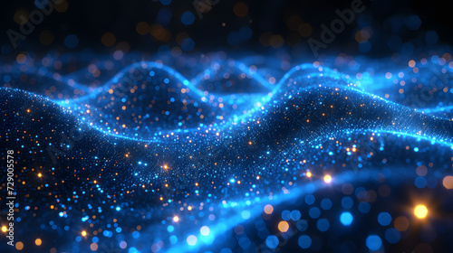 abstract blue background with lights, abstract blue background, abstract background, glowing blue interwoven lines, abstract blue background with stars, Generative AI 
