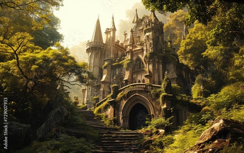 Castle in the Heart of a Lush Enchanted Grove