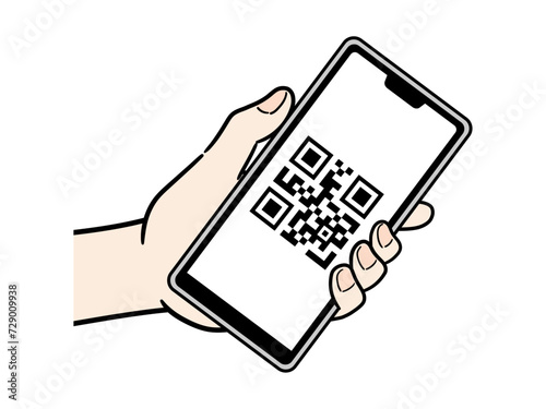 スマホでQRコード決済する女性の手元