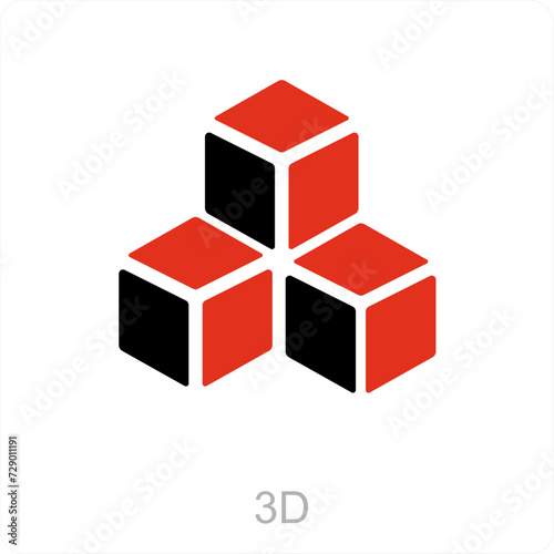 3 d and Big data icon concept
