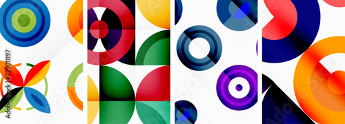 Circles and rings geometric backgrounds. Posters for wallpaper, business card, cover, poster, banner, brochure, header, website © antishock