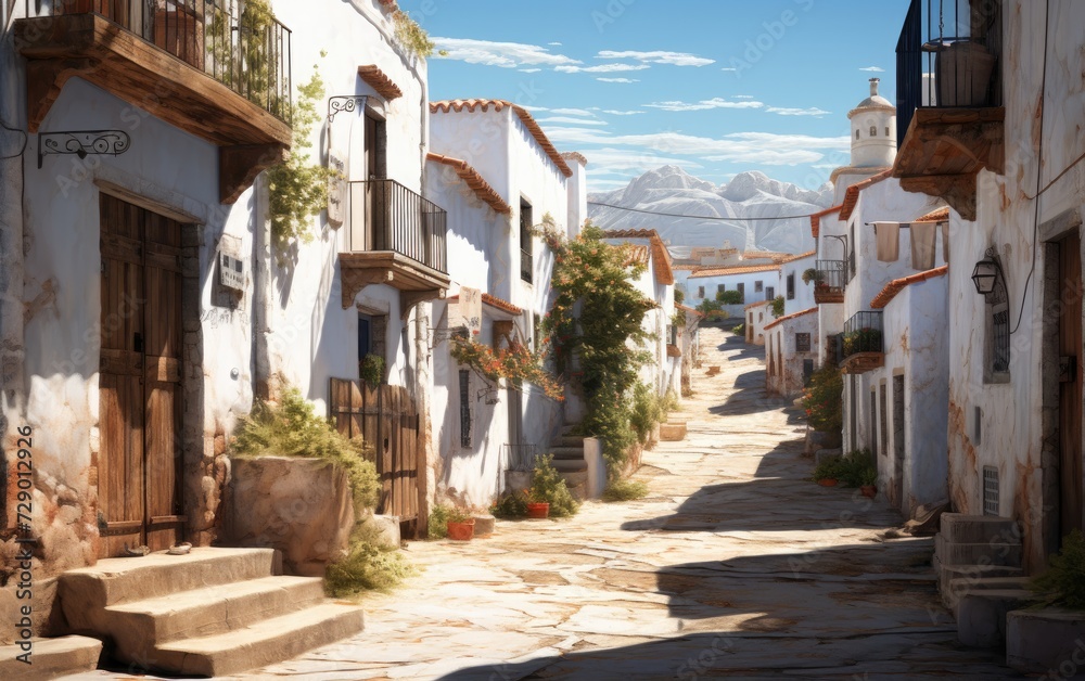 A Road in a Spanish Town with Whitewashed Alleyways