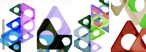 Abstract background set featuring captivating triangles. Harmonious blend of geometry and style, these designs bring modern flair