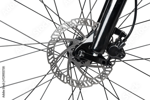 Bicycle wheel isolated over white background close up