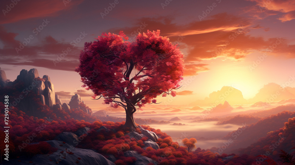 Beautiful heart shaped spring  tree