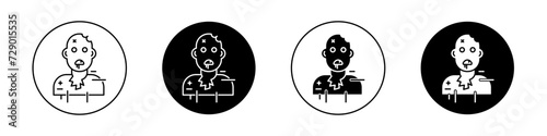 Zombie Icon Set. Sombie Editable Design Vector Symbol in a black filled and outlined style. Horror Zombie Sign.