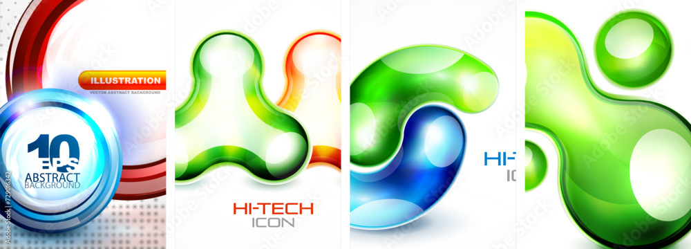 Set of tech bubbles and spheres posters. Vector illustration For Wallpaper, Banner, Background, Card, Book Illustration, landing page