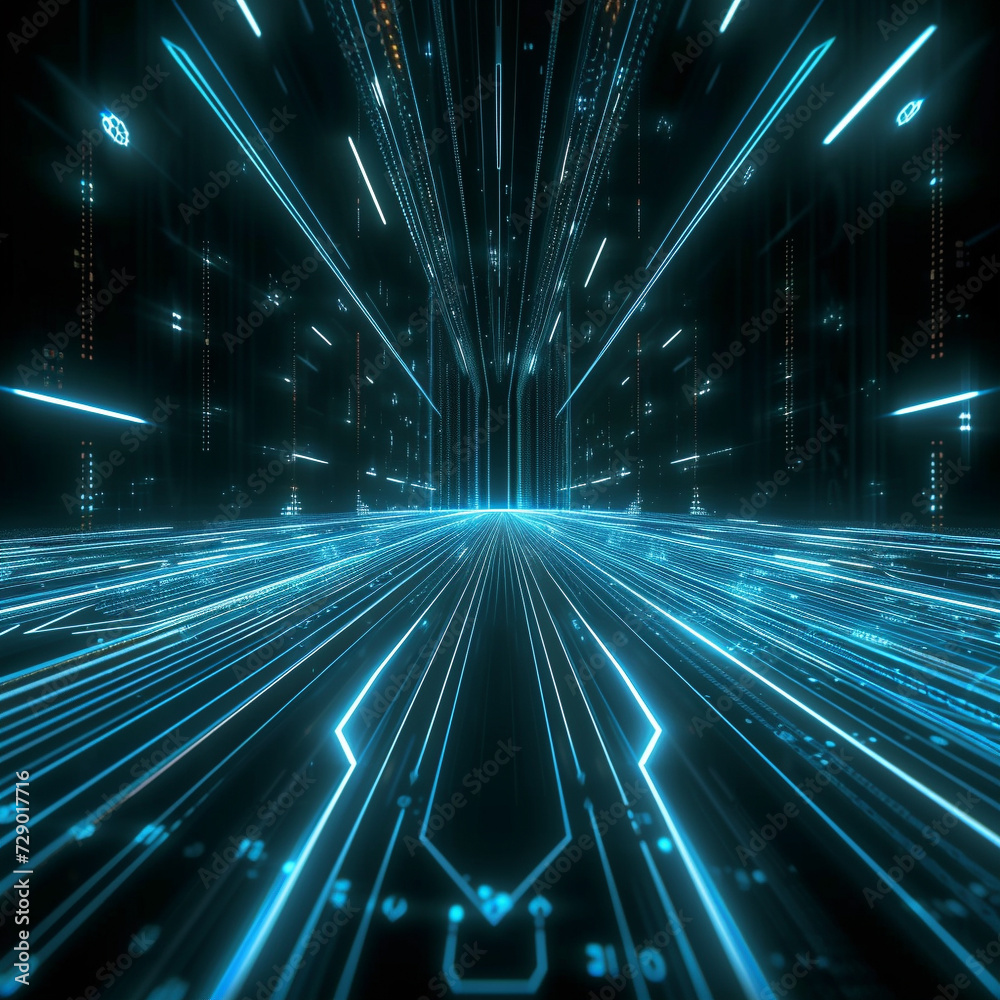 Creative visualization of glowing technological lines, symbolizing the ...