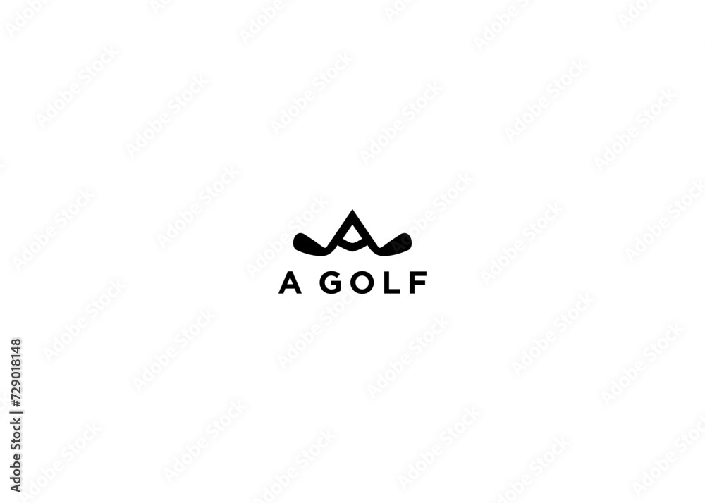 Fototapeta premium letter a with golf club logo, design, Vector, illustration, Creative icon, template