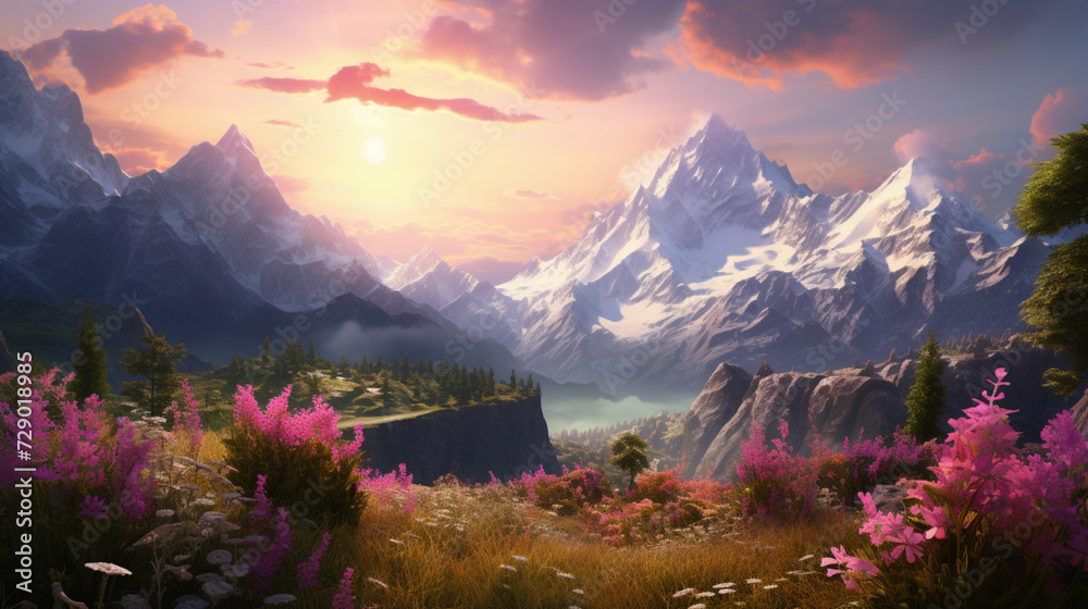 sunset in the mountains