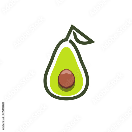 Avocado farm, juice and oil icon for food products or vegetarian cuisine, vector symbol. Avocado half cut with seed and leaf for vegetable farm market or veggie store and green grocery shop sign