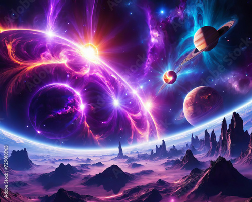 Unreal Cosmic Scenery - Solar Flare, Venus, and Intergalactic Dust Clouds in Outer Space Gen AI