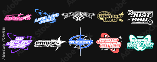 Christian Quotes Design Set, Christian Y2k T shirt Designs Bundle, Christianity, Christian Y2k Graphic Tshirt, Y2k Streetwear Print Design for Merchandise, Christian Vector Designs