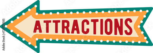 Retro tent circus sign and vintage carnival signboard arrow pointing to attractions direction. Isolated vector nostalgic signpost announcing enchanting carnival, evoke a sense of magic and excitement