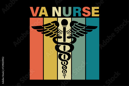 VA Nurse Retro Vintage Valentine For NURSE VA Nurse Retro T-Shirt Design
