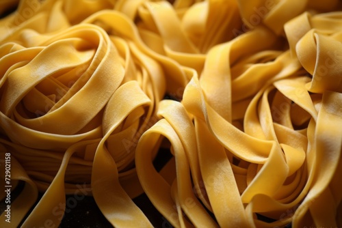 tagliatelle  a classic Italian pasta. egg noodles. food. view from above.