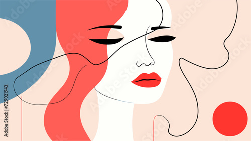 Abstract gender equality vector scene with a contemporary aesthetic using clean lines balanced shapes and modern design elements in a visually dynamic and emotionally resonant composition. simple