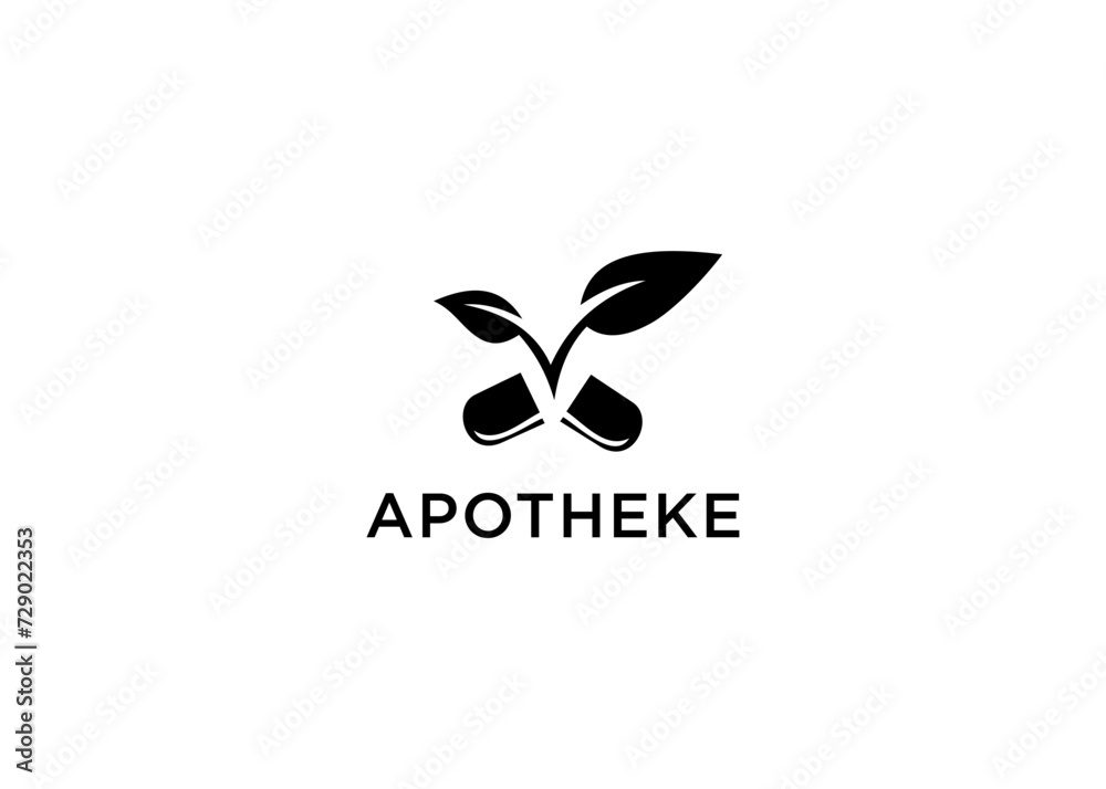 Fototapeta premium pills and leaves logo, design, Vector, illustration, Creative icon, template