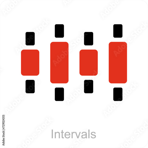 Intervals and diagram icon concept