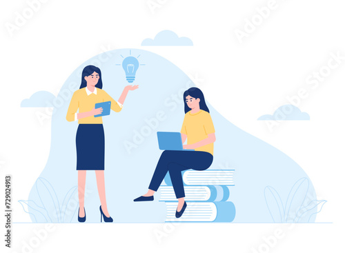 Managers give ideas to employee concept flat illustration