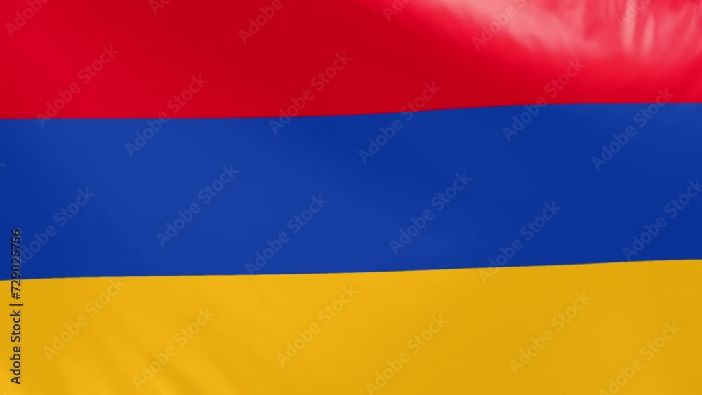 Armenia flag. Armenian flag waving in the wind. Areni flag, Full screen, flat, smooth material texture. National Flag. Loopable. Looping. CGI graphic animation HD