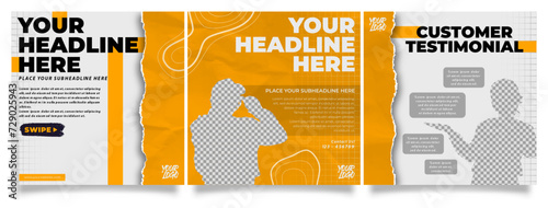 Ripped Paper Orange Social Media Template Bundle