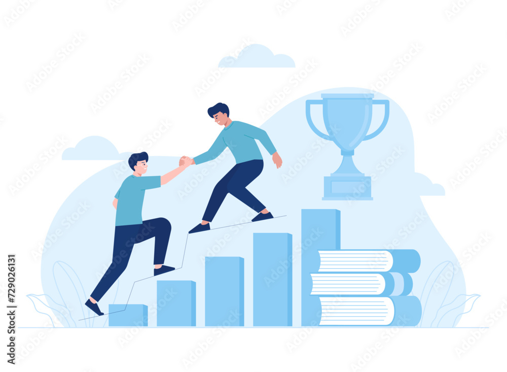 Help work partners concept flat illustration Help work partners concept flat illustration
