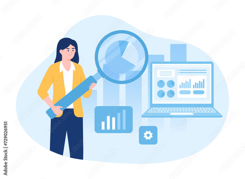 Person analyzing growth graph concept flat illustration Person analyzing growth graph concept flat illustration